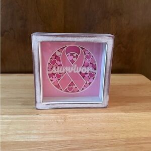 Pink Ribbon Survivor Shadow Box. October is Breast Cancer Awareness Month.